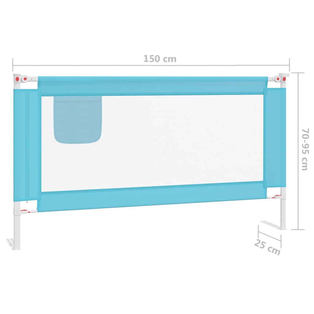 Barrière de sécurité de lit d'enfant Bleu 150x25 cm Tissu