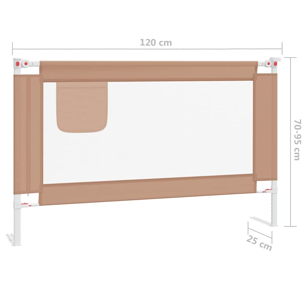 Barrière de sécurité de lit d'enfant Taupe 120x25 cm Tissu