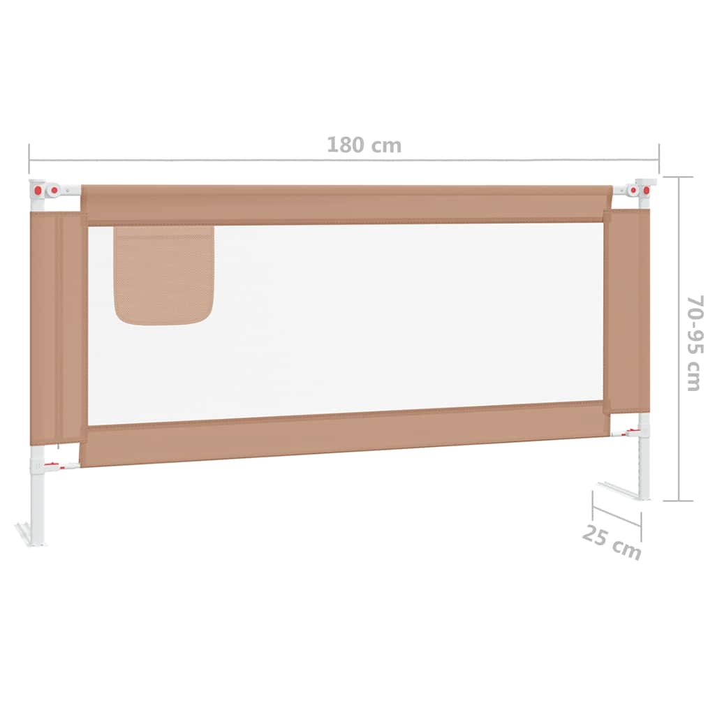 Barrière de sécurité de lit d'enfant Taupe 180x25 cm Tissu