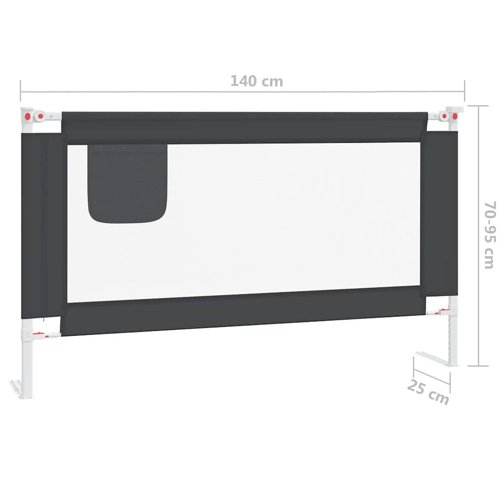 Barrière de sécurité de lit d'enfant Gris foncé 140x25 cm Tissu