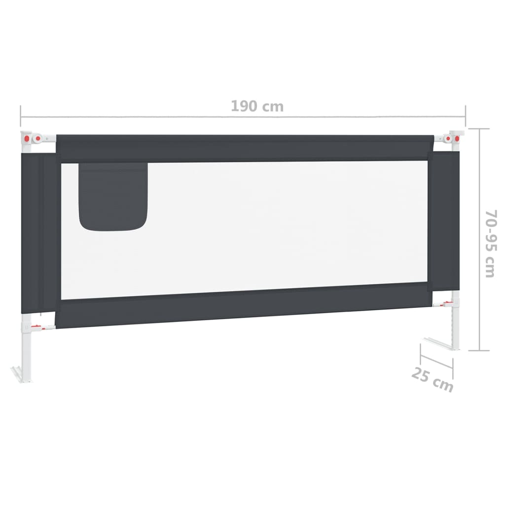Barrière de sécurité de lit d'enfant Gris foncé 190x25 cm Tissu
