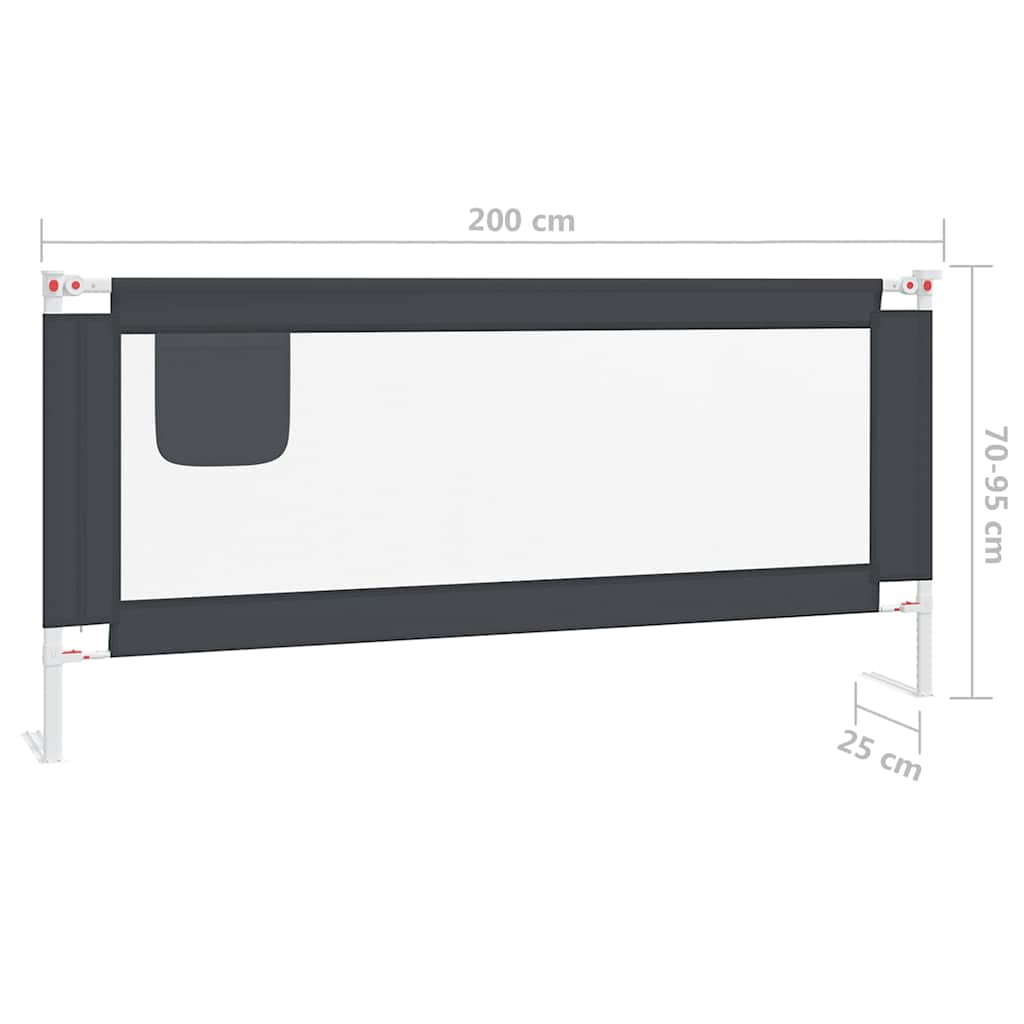 Barrière de sécurité de lit d'enfant Gris foncé 200x25 cm Tissu