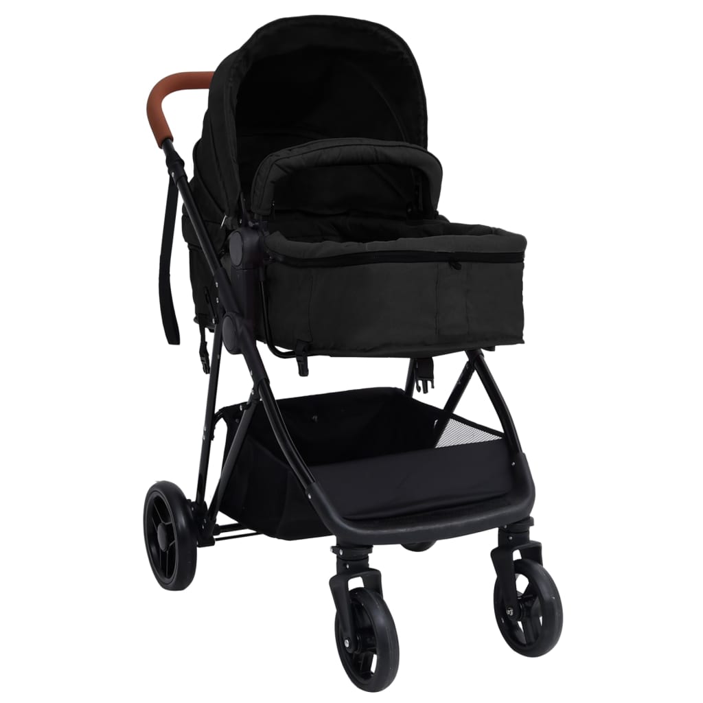 Poussette pour bébé 3-en-1 Anthracite et noir Acier