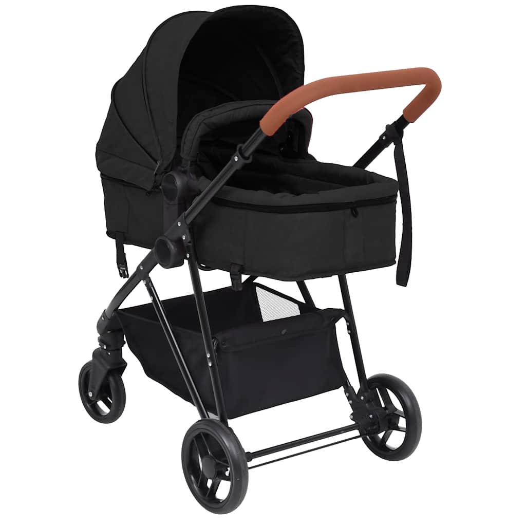 Poussette pour bébé 3-en-1 Anthracite et noir Acier