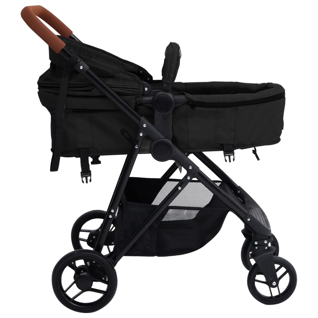 Poussette pour bébé 3-en-1 Anthracite et noir Acier