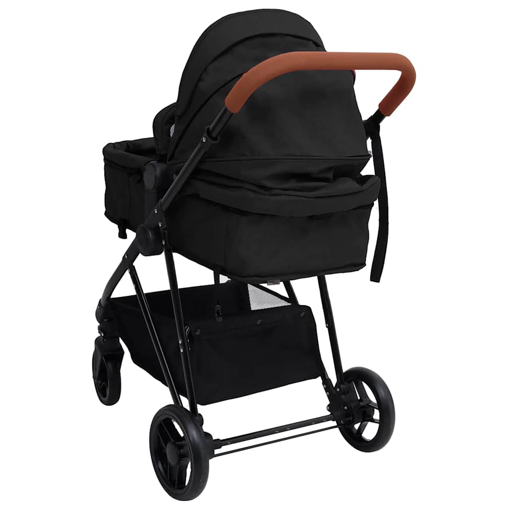 Poussette pour bébé 3-en-1 Anthracite et noir Acier
