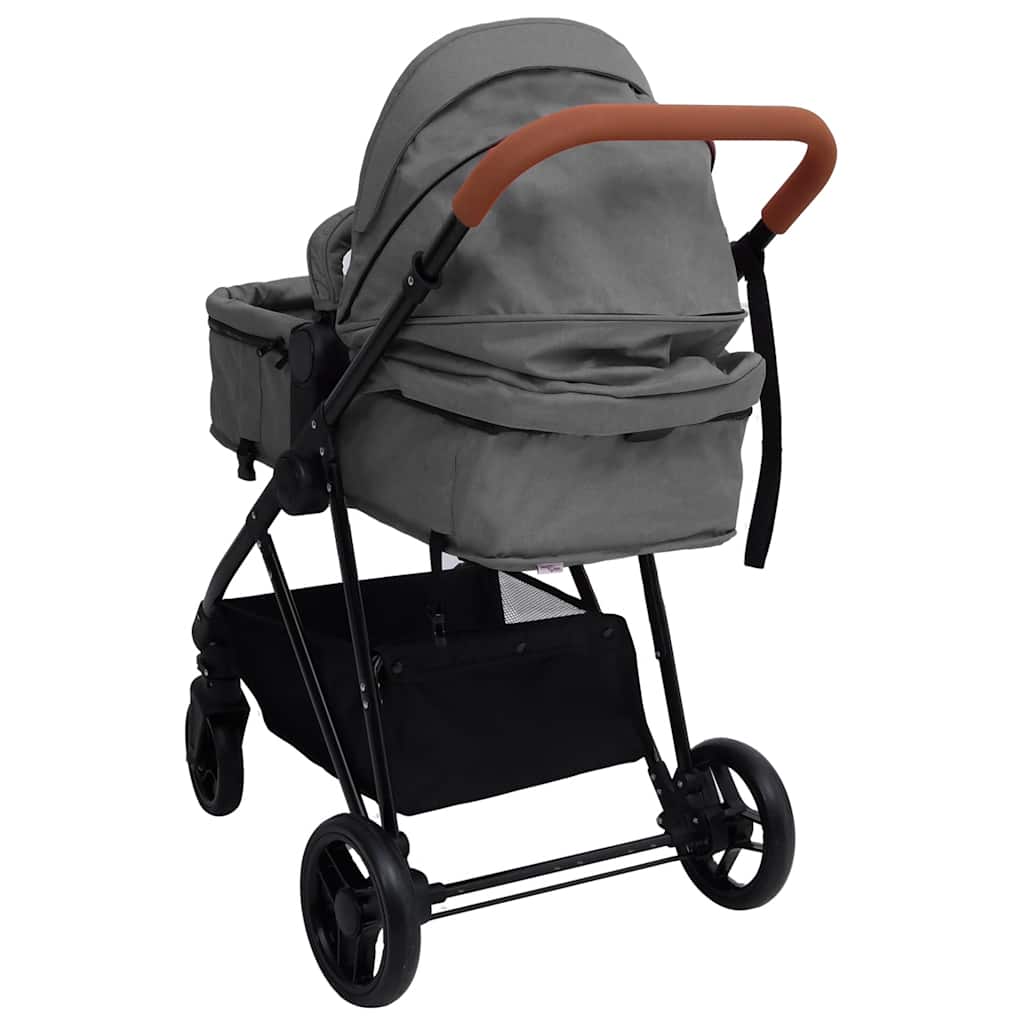 Poussette pour bébé 2-en-1 Gris clair et noir Acier