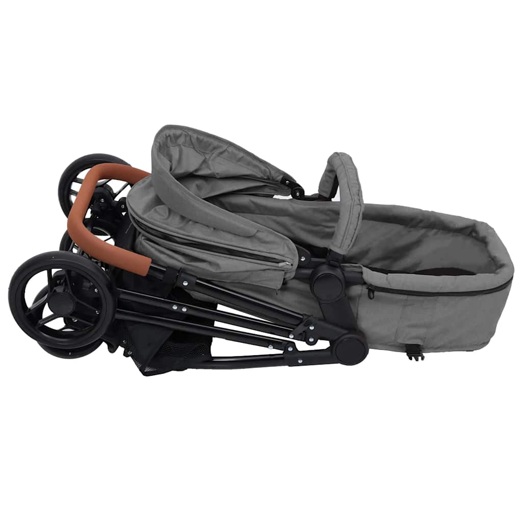 Poussette pour bébé 2-en-1 Gris clair et noir Acier