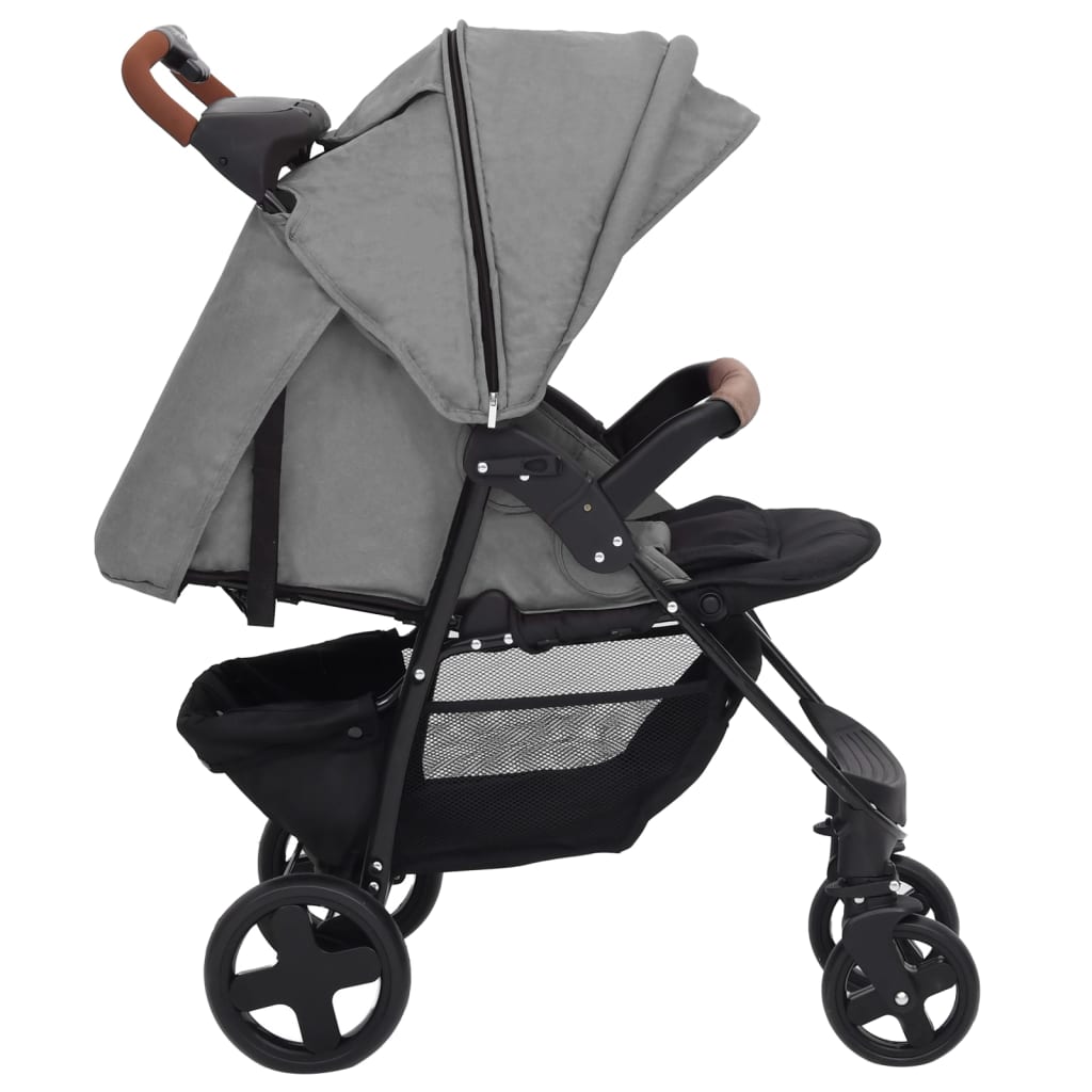 Poussette pour bébé 2-en-1 Gris clair Acier