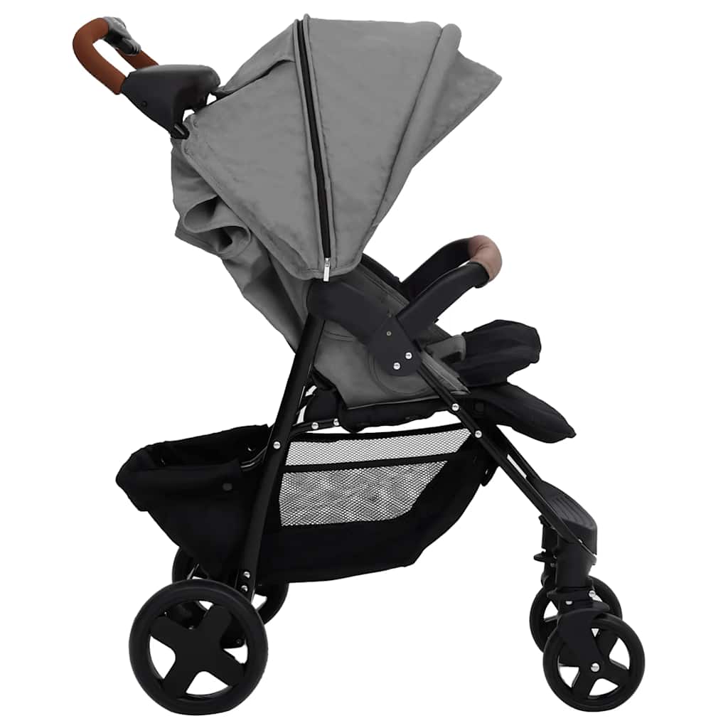 Poussette pour bébé 2-en-1 Gris clair Acier