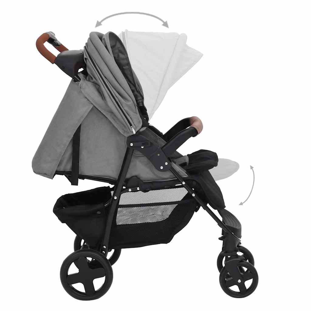 Poussette pour bébé 2-en-1 Gris clair Acier