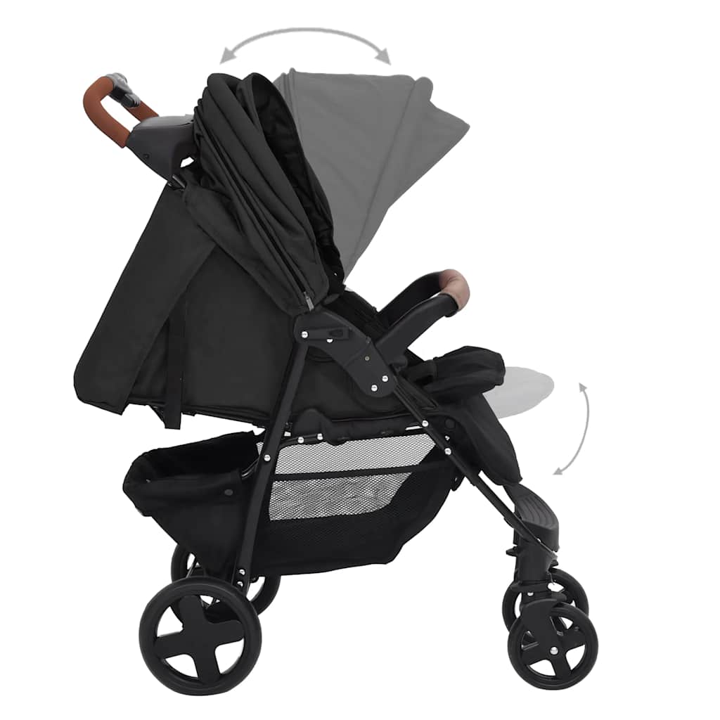 Poussette pour bébé 2-en-1 Anthracite Acier