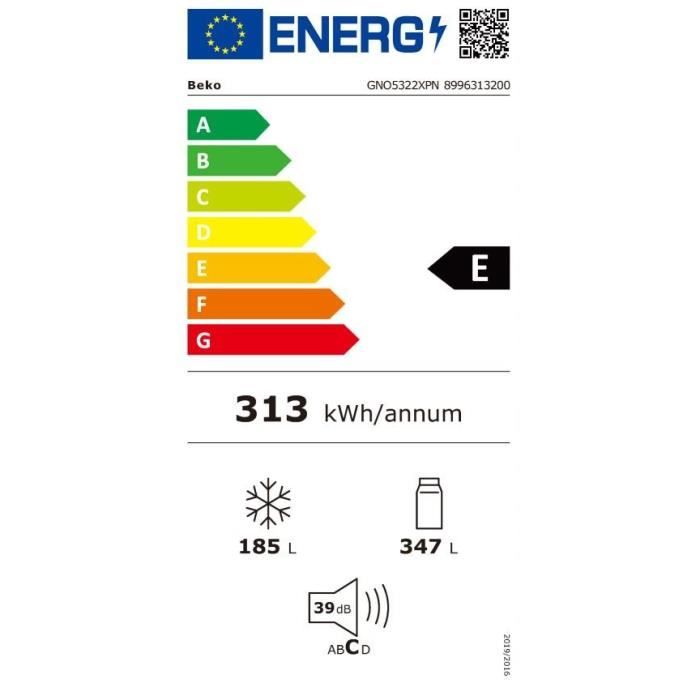 RÈfrigÈrateur amÈricain BEKO GNO5322XPN Side by Side - 532 L - inox