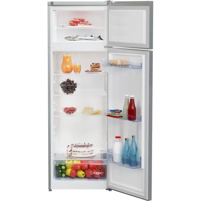 RÈfrigÈrateur pose-libre double porte - BEKO - RDSA280K40SN - Classe E - 250 L - 160,6 x 54 x 57,4 cm - Gris Acier