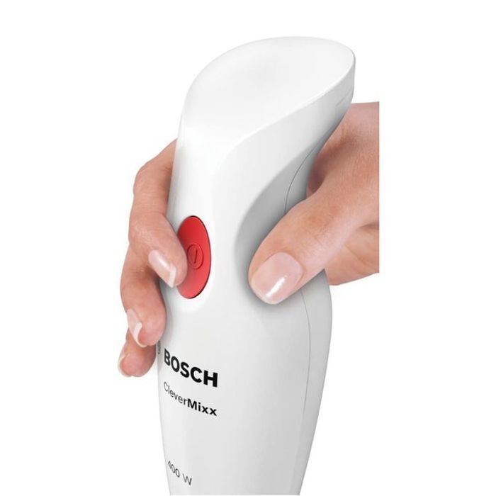 Mixeur plongeant CleverMixx MSM24100 - BOSCH - 400W - Pied dÈtachable inox - 1 vitesse - Bol mixeur - Blanc