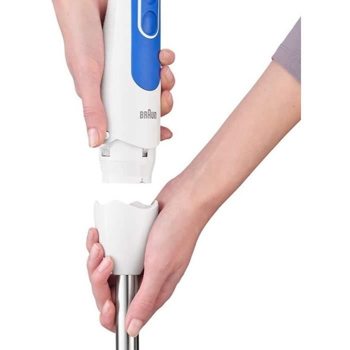 Mixeur plongeant BRAUN MQ3000WH Smoothie Plus - Pied mixeur Blanc et Bleu