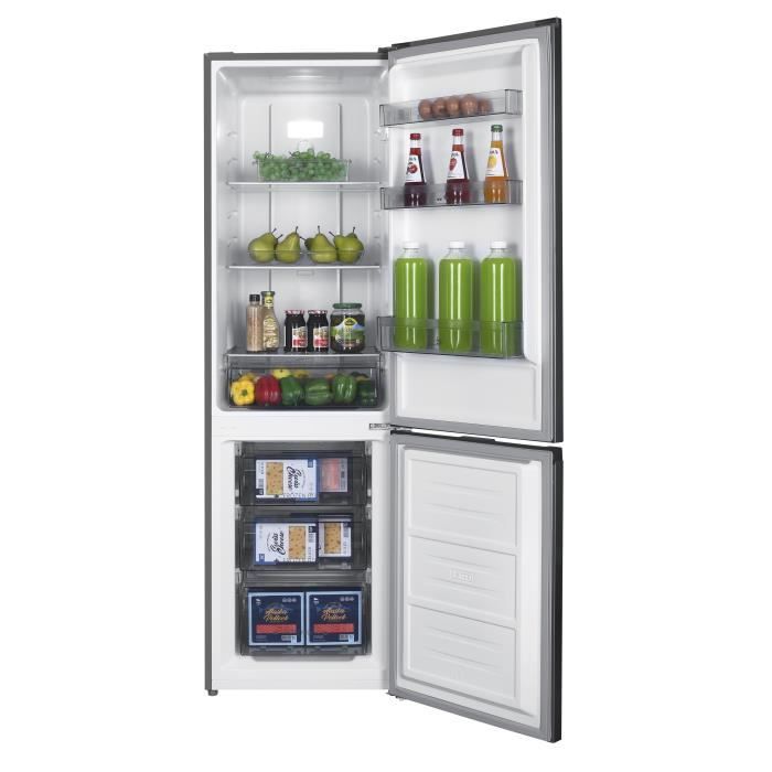 RÈfrigÈrateur congÈlateur bas CONTINENTAL EDISON CEFC251NFS - Sans givre (congÈlateur et rÈfrigÈrateur) - 253L - Classe E - Inox
