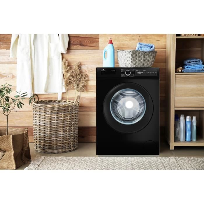 Lave-linge hublot CONTINENTAL EDISON CELL10140IBT - 10kg - Largeur 59,6 cm - Classe A - 1400 trs - moteur induction - noir mat