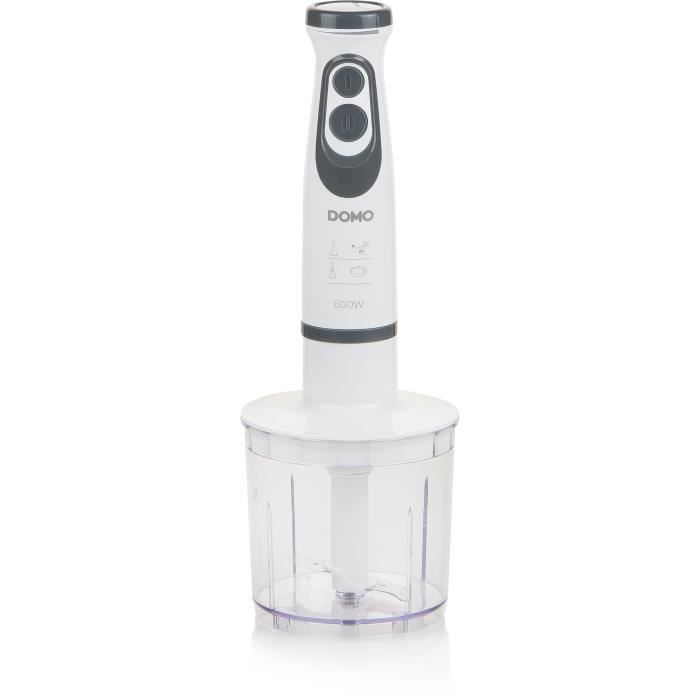 Ensemble Mixeur - DOMO - DO1089M - 600 W - Vitesse variable + Turbo - Mixeur plongeur, fouet, hachoir, verre graduÈ - Blanc