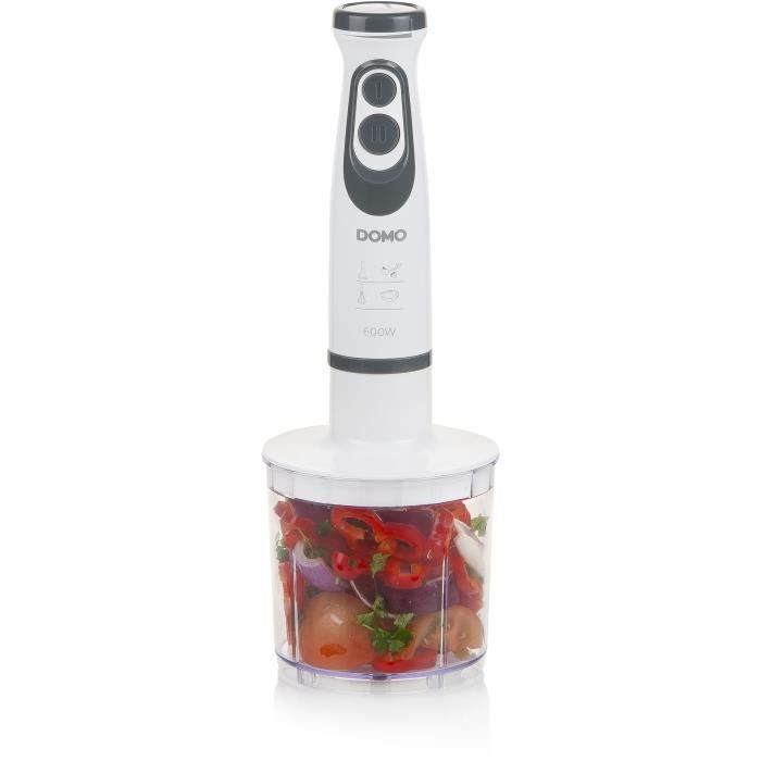 Ensemble Mixeur - DOMO - DO1089M - 600 W - Vitesse variable + Turbo - Mixeur plongeur, fouet, hachoir, verre graduÈ - Blanc