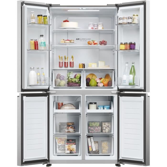 RÈfrigÈrateur multi-portes - HAIER - HCR3818ENMM - Classe E - 467 L - 35 dB - 181,5 x 83,3 x 65 cm - Silver