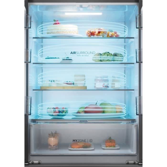 RÈfrigÈrateur multi-portes - HAIER - HFR3718ENMM - Classe E - 402 L (262 + 140) - 37 dB - Gris