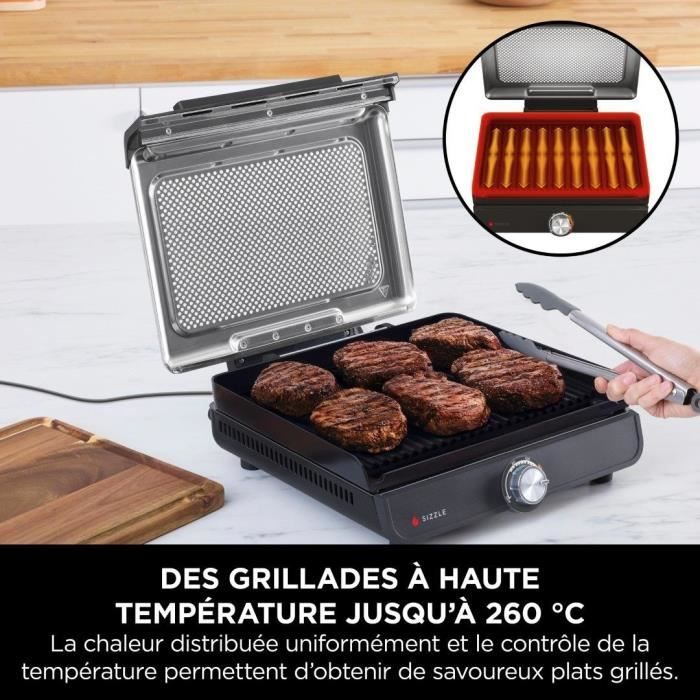 Grill et plancha d'intÈrieur - NINJA - Sizzle GR101EU - 34 x 8 x 13,5 cm - Noir
