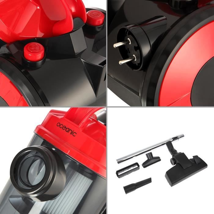 OCEANIC VC10RBAX2 Aspirateur traÓneau sans sac - 700W - 80dB - A - Rouge