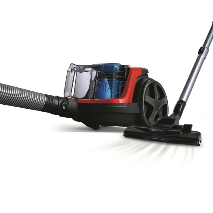 PHILIPS FC9330/09 Aspirateur traÓneau sans sac PowerPro Compact - 900W - 76 dB - Filtre Anti-allergie -Rouge