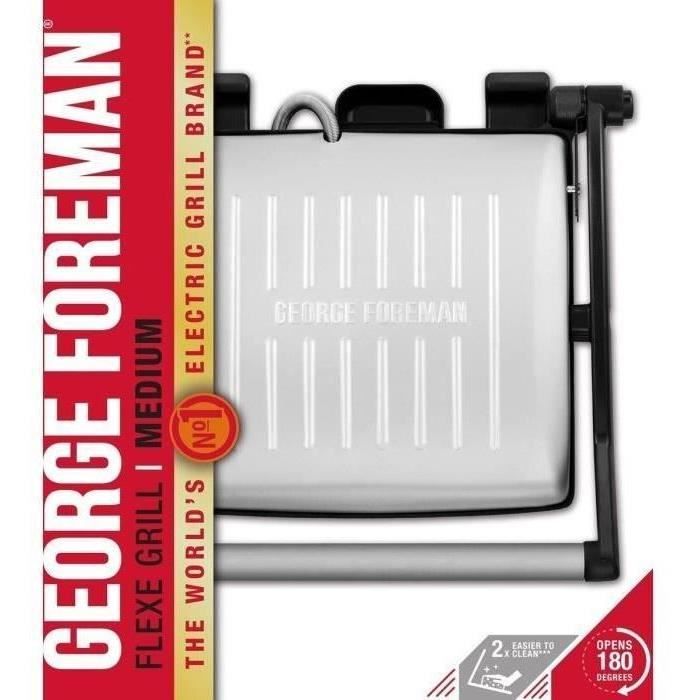 Flexe Grill 180∞ George Foreman 26250-56 - Grill et Plancha 2 en 1 - 1800W - Design Premium Acier Inoxydable