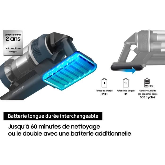 SAMSUNG Jet 95 Premium VS20C95EFTB - Aspirateur Balai sans Fil - Nettoyage Puissant 210 AW - Filtration Performante