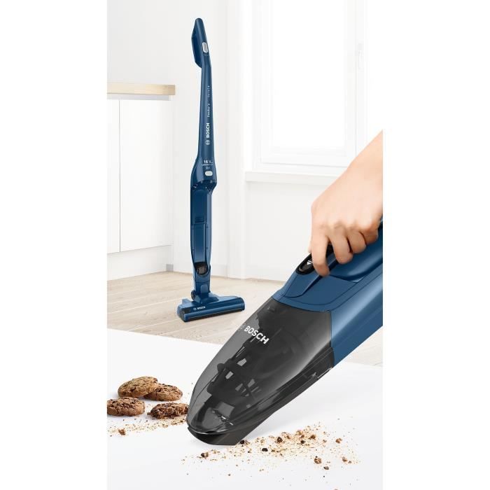 Aspirateur balai sans fil - BOSCH BBHF216 - 16 V max. - Batterie lithium - 36 min - Aspirateur de table intÈgrÈ - Bleu