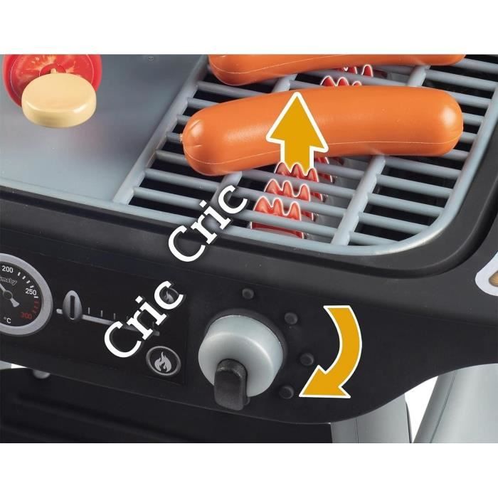 Smoby - BBQ Grill - Barbecue pour enfant - 18 accessoires - Fonctions flammes rÈtractables et boutons sonores - FabriquÈ en France