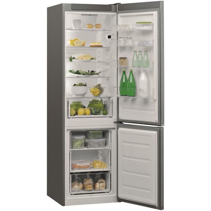 RÈfrigÈrateur congÈlateur bas - WHIRLPOOL W5921EOX2 - 372 L (261L +111 L) - Froid statique - L59,5 cm x H 201,1 cm - Optic inox