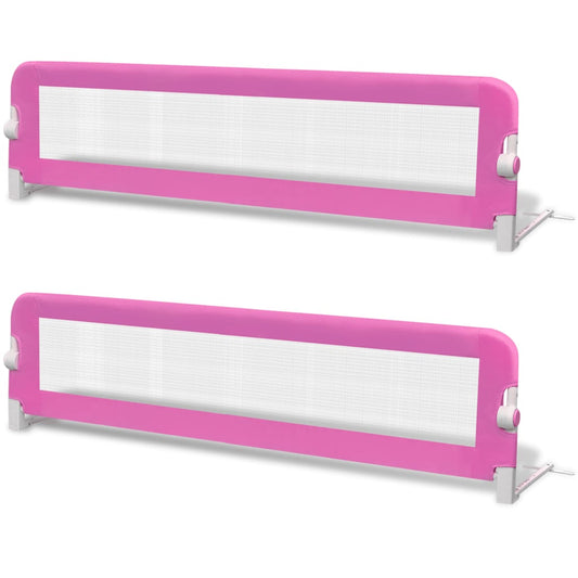 Barrière de lit de sécurité pour tout-petits 2pcs Rose 150x42cm