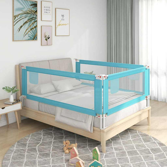 Barrière de sécurité de lit d'enfant Bleu 150x25 cm Tissu
