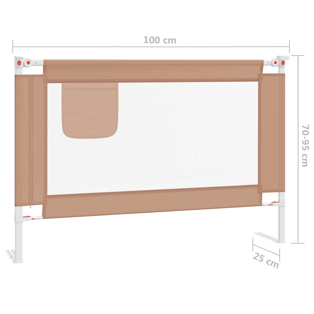 Barrière de sécurité de lit d'enfant Taupe 100x25 cm Tissu