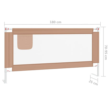 Barrière de sécurité de lit d'enfant Taupe 180x25 cm Tissu