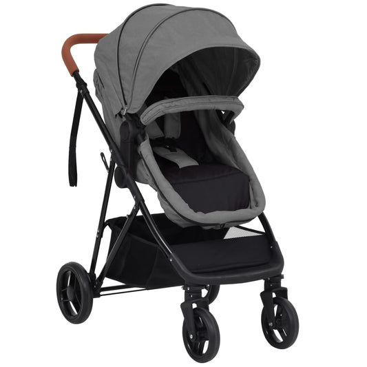 Poussette pour bébé 2-en-1 Gris clair et noir Acier