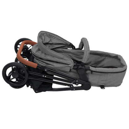 Poussette pour bébé 2-en-1 Gris clair et noir Acier