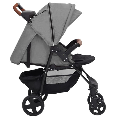 Poussette pour bébé 2-en-1 Gris clair Acier