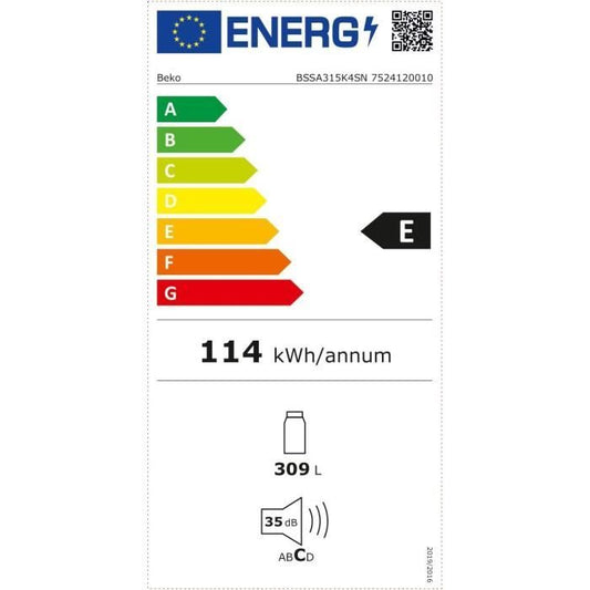 RÈfrigÈrateur monoporte intÈgrable BEKO BSSA315K4SN - 309L - Blanc