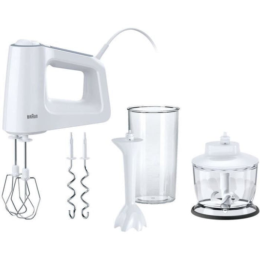 Batteur et mixeur Èlectrique MultiMix 3 - BRAUN - HM3105WH - 500W - 5 vitesses + Pulse - PowerBell