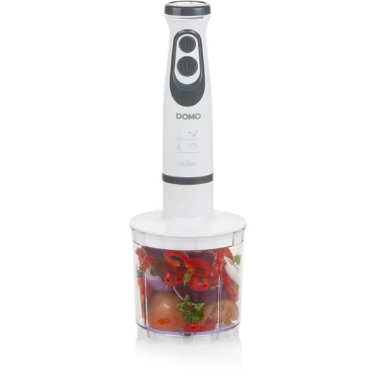 Ensemble Mixeur - DOMO - DO1089M - 600 W - Vitesse variable + Turbo - Mixeur plongeur, fouet, hachoir, verre graduÈ - Blanc