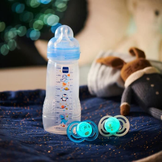 Biberon MAM Easy Active Dragon Bleu 330ml - a partir de 6 mois - TÈtine douce et ergonomique
