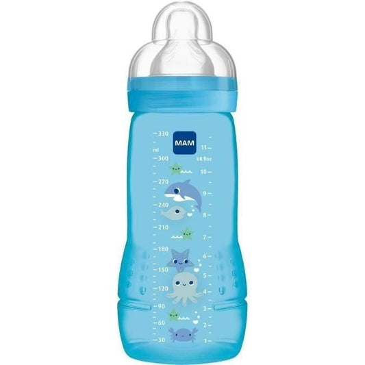 Biberon 2eme ‚ge - MAM - Easy Active - Bleu - 330ml - TÈtine ultra-douce