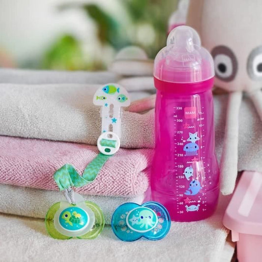 Biberon MAM Easy Active 2eme ¬ge Rose 330ml - TÈtine DÈbit X - Sans BisphÈnol A
