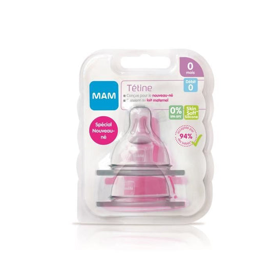 MAM Accessoires pour Biberons TÈtine Silicone Nouveau NÈ DÈbit 0 Extra Lent 2 unitÈs
