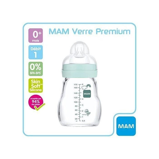 MAM Biberon Verre - 170ml - Bleu - TÈtine DÈbit 1