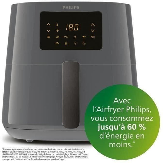 Friteuse sans huile - PHILIPS - Airfryer XL ConnectÈ HD9280/60 - 6,2L - Technologie Rapid Air - 7 prÈrÈglages - Gris